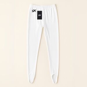 GK Elite Boys White Gymnastics Stirrup Pants - New with Tag